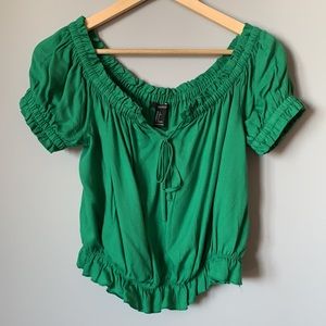 Forever 21 // Kelly Green Off the Shoulder Top
